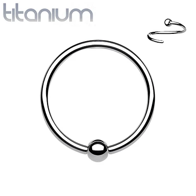 High Polished Implant Grade Titanium Easy Bend Nose, Cartilage Hoop Ring with Fixed Ball