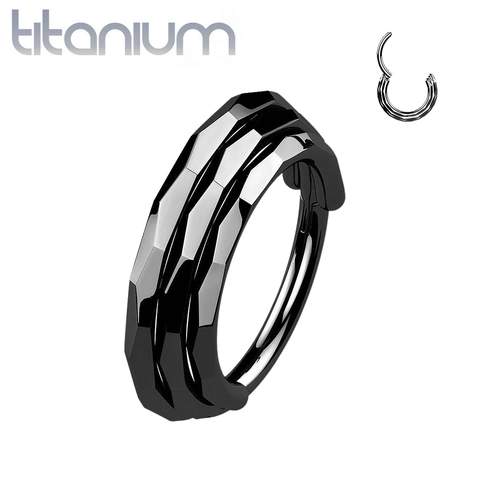 Implant Grade Titanium Black PVD Triple Layer Hinged Clicker Hoop