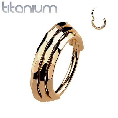 Implant Grade Titanium Rose Gold PVD Triple Layer Hinged Clicker Hoop