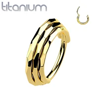 Implant Grade Titanium Gold PVD Triple Layer Hinged Clicker Hoop