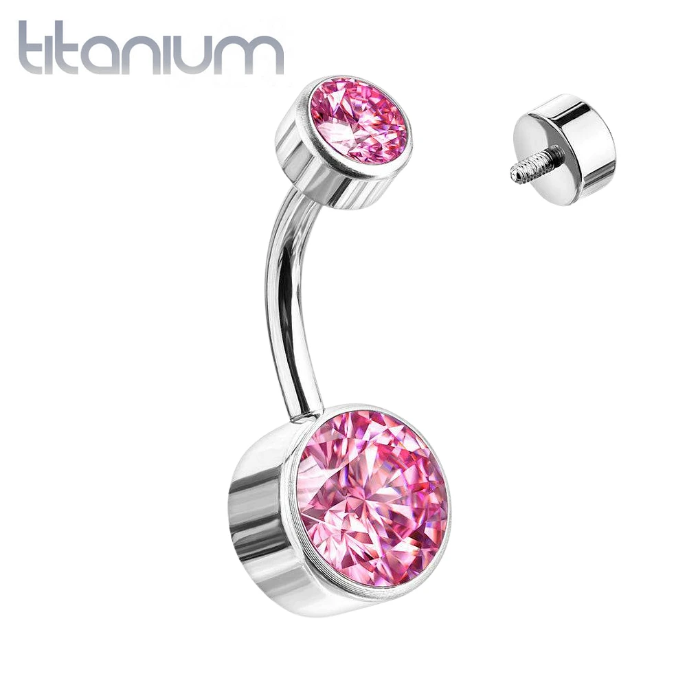 Internally Threaded Grade Titanium Bezel Gem Belly Ring