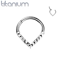 Implant Grade Titanium V Shaped Ridged Septum Clicker Hinged Hoop