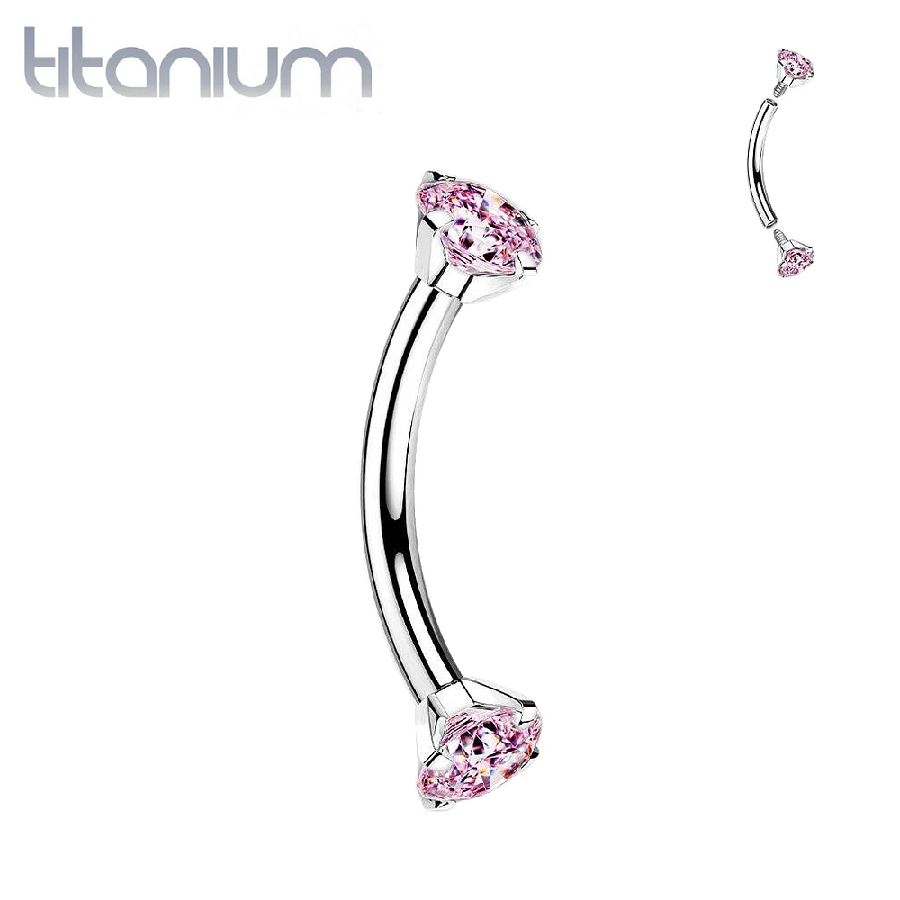 Implant Grade Titanium Curved Barbell Internally Threaded CZ