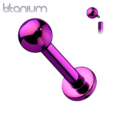 Implant Grade Titanium Internally Threaded Purple PVD Labret