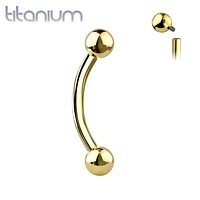 Implant Grade Titanium Gold PVD Internally Threaded Curved Barbell