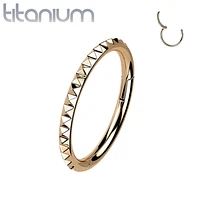 Implant Grade Titanium Rose Gold PVD Ridged Hinged Hoop Clicker Ring