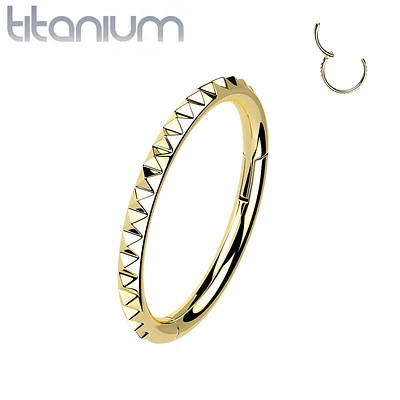 Implant Grade Titanium Gold PVD Ridged Hinged Hoop Clicker Ring