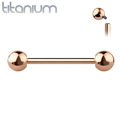 Implant Grade Titanium Internally Threaded Rose Gold PVD Straight Barbell