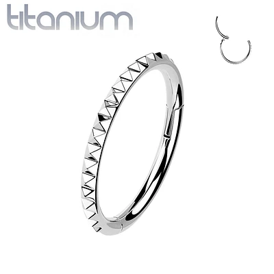 Implant Grade Titanium Ridged Hinged Hoop Clicker Ring