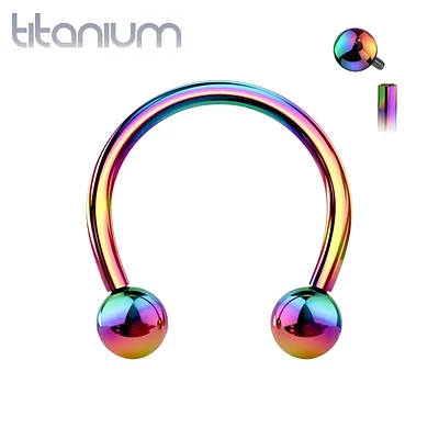 Implant Grade Titanium Internally Threaded Rainbow PVD Horseshoe Circular Barbell