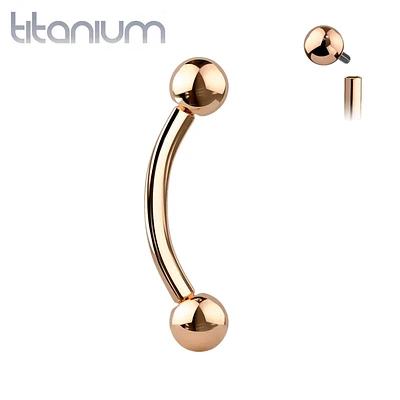 Implant Grade Titanium Rose Gold PVD Internally Threaded Curved Barbell