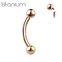 Implant Grade Titanium Rose Gold PVD Internally Threaded Curved Barbell