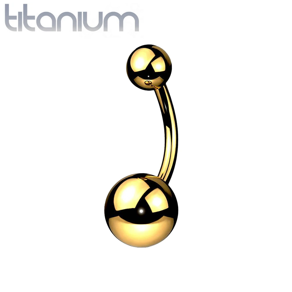 Implant Grade Titanium Gold PVD Ball Stud Belly Ring