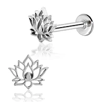 316L Surgical Steel Internally Threaded Lotus Flower Flat Back Labret