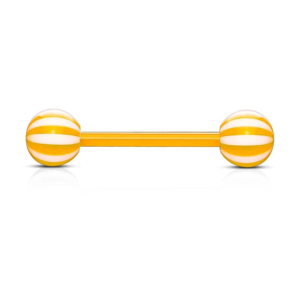 Acrylic Bio Flex Orange Beach Ball Straight Barbell