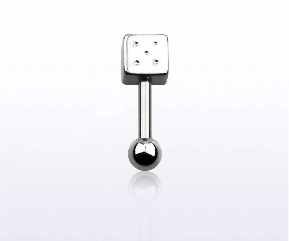 Ball Back Surgical Steel Dice Ear Cartilage Tragus Barbell Ring