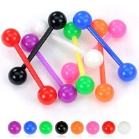 Bio Flex Flexible Straight Tongue Ring Barbell with Solid Acrylic Balls