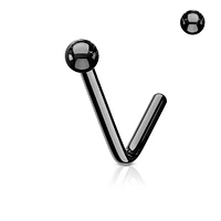 Black IP 316L Surgical Steel L Shape Ball Top Nose Stud