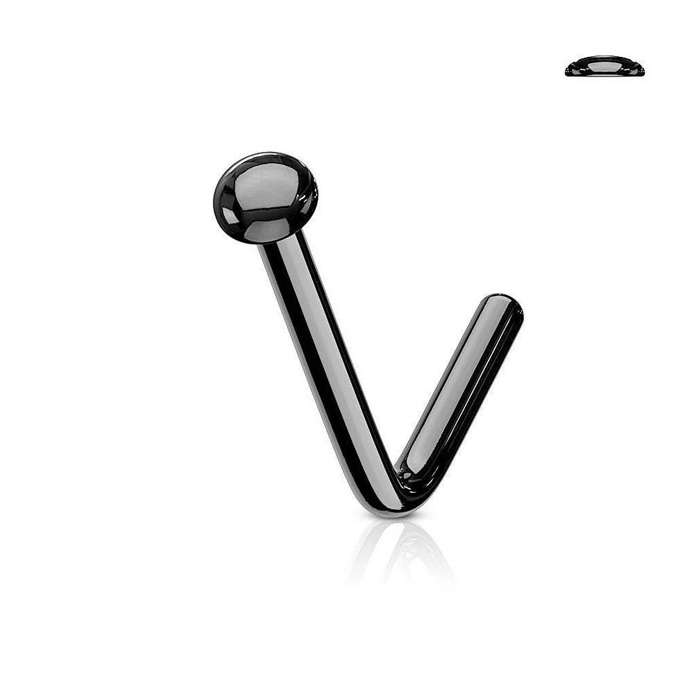 Black IP 316L Surgical Steel L Shape Flat Top Nose Stud