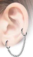 Black PVD Surgical Steel Chain Link Double Hoop Earring