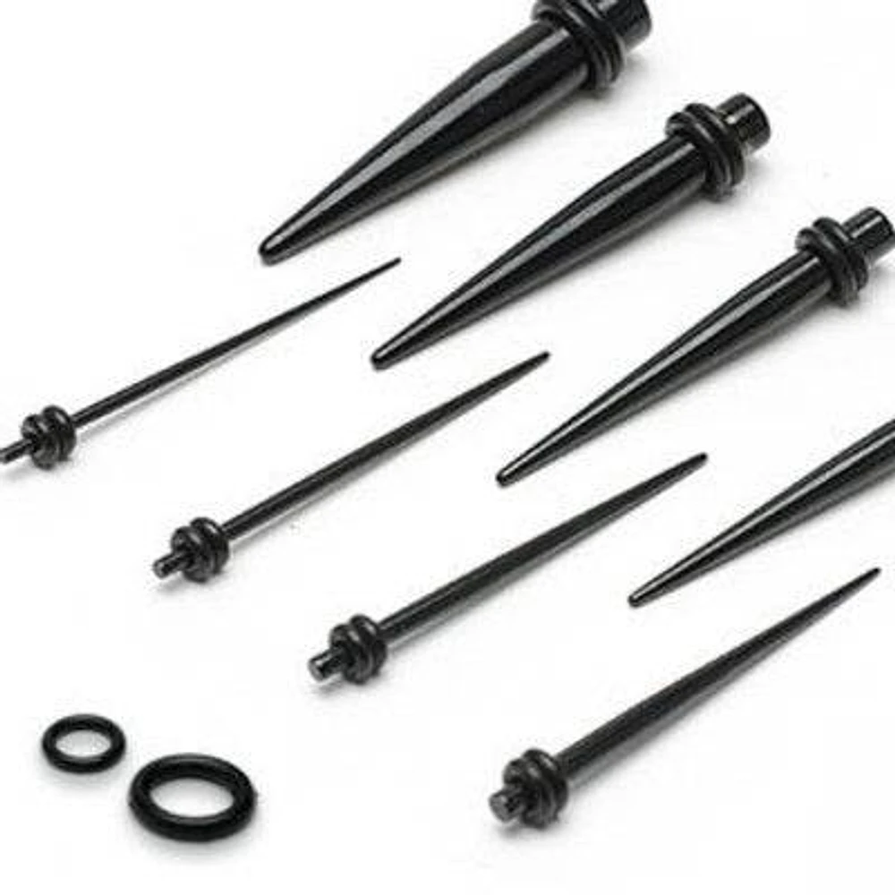 Black PVD Surgical Steel Ear Gauges Stretchers Tapers