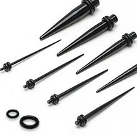 Black PVD Surgical Steel Ear Gauges Stretchers Tapers