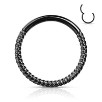 Black Surgical Steel Multi Use Braided Twisted Hinged Hoop Ring Clicker