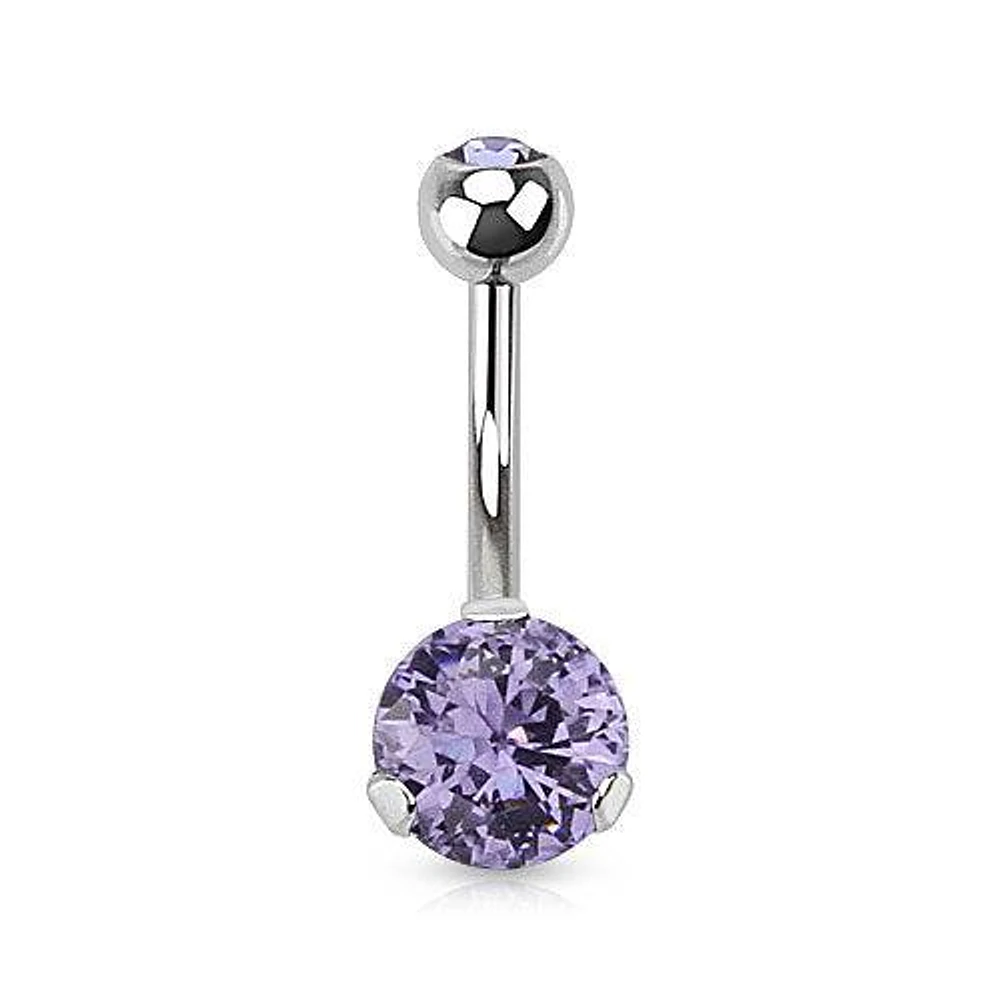 Classic Tanzanite CZ 8mm Gem Surgical Steel Belly Button Navel Ring