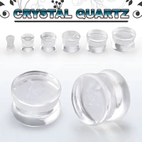 Clear Crystal Quartz Stone Double Flared Ear Plugs