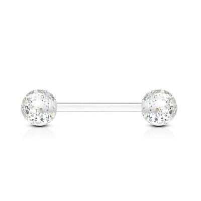 Clear Glitter Acrylic Straight Barbell