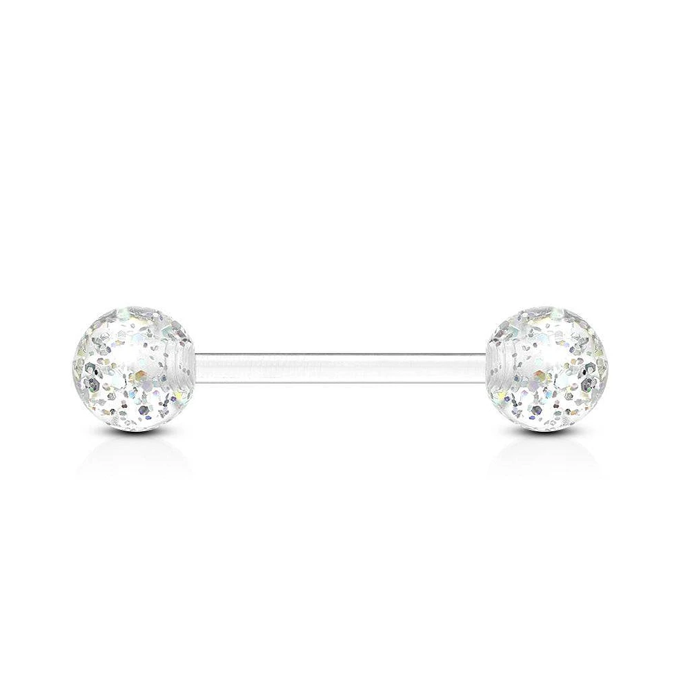 Clear Glitter Acrylic Straight Barbell