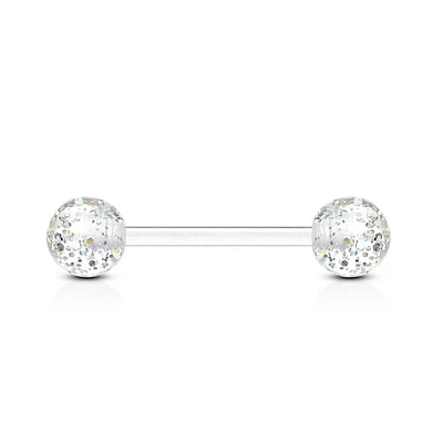 Clear Glitter Acrylic Straight Barbell