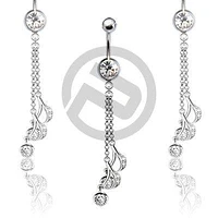 Clear Musical Treble Clef Dangle Belly Button Navel Ring