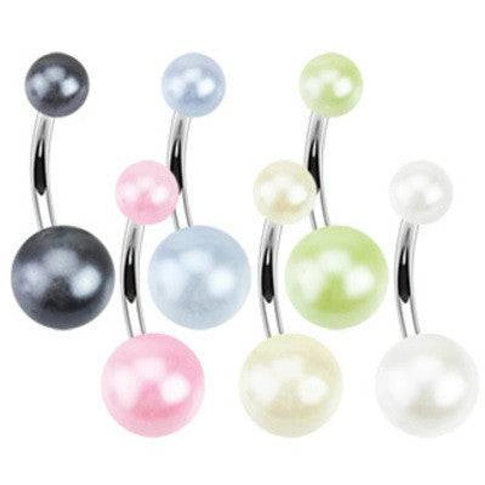 Cute Pearl Coated Acrylic Belly Button Navel Ring