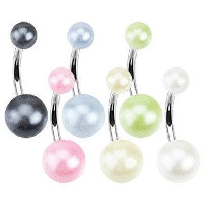 Cute Pearl Coated Acrylic Belly Button Navel Ring