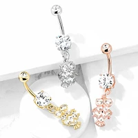 Cute Small CZ Dangle Owl Surgical Steel Belly Ring