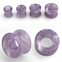 Double Flared Amethyst Stone Ear Gauges Tunnels