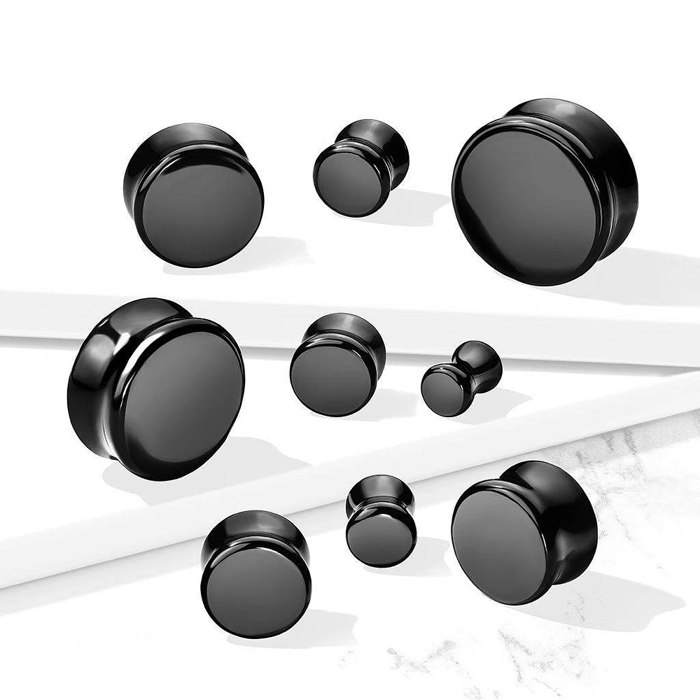 Double Flared Black Onyx Stone Plugs