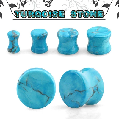 Double Flared Blue Turquoise Stone Plugs