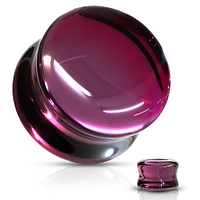 Double Flared Burgundy Saddle Glass Plugs