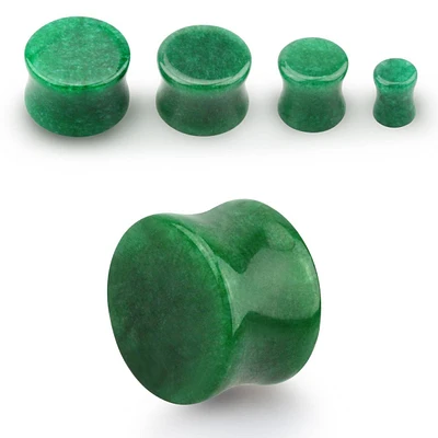 Double Flared Green Jade Stone Plugs