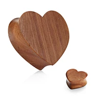 Double Flared Heart Red Cherry Wood Ear Gauges Plugs