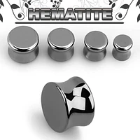 Double Flared Hematite Stone Plugs