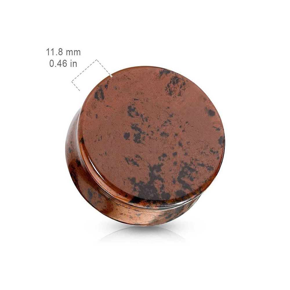 Double Flared Natural Mahogany Obsidian Stone Saddle Ear Plug