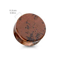 Double Flared Natural Mahogany Obsidian Stone Saddle Ear Plug