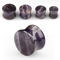 Double Flared Organic Purple Amethyst Stone Ear Gauges Plugs Spacers