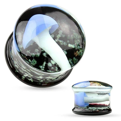 Double Flared Pyrex Glass Floating Mushroom Ear Plugs