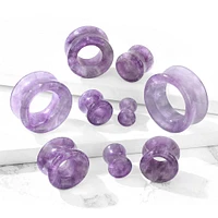 Double Flared Semi Precious Amethyst Stone Ear Tunnels