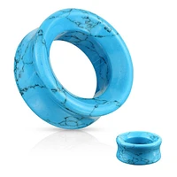 Double Flared Semi Precious Blue Turquoise Stone Ear Tunnels