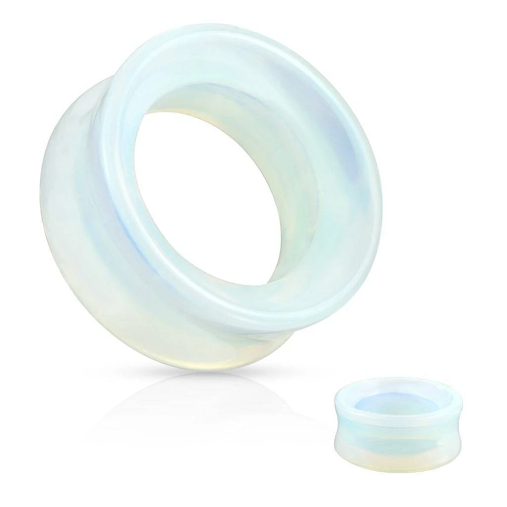 Double Flared Semi Precious Opalite Stone Ear Tunnels